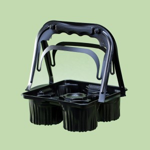 PLASTIC CUP CARRIER BLACK 4 PC Q PAC 1 x 10 PCS