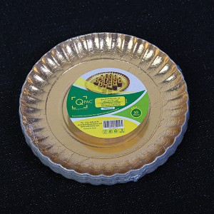 HEAVY DUTY PAPER ROUND PLATE GOLD 18 Q PAC 1 x 10 PCS